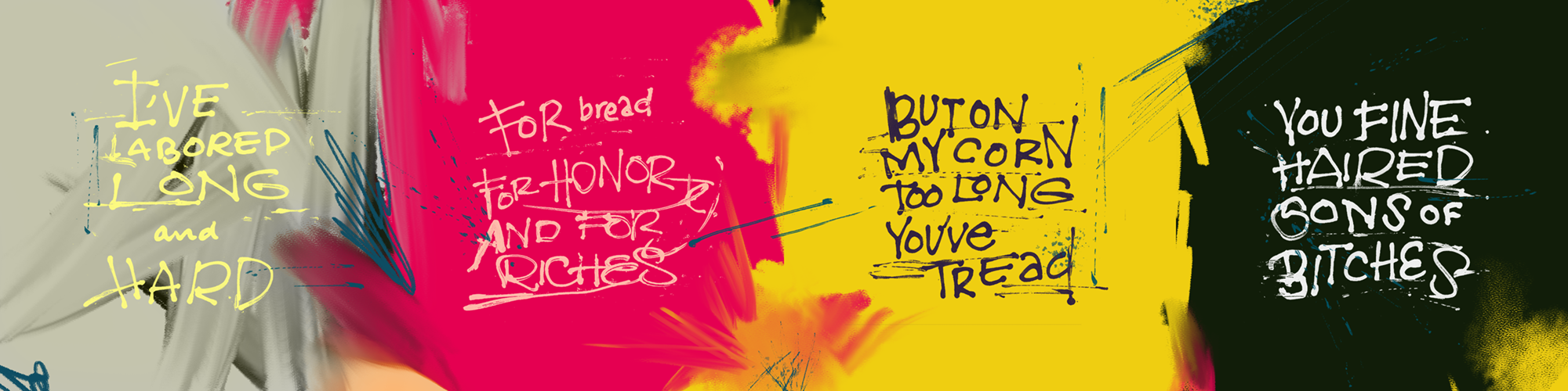 Illustration med handlettering av Frida Hagman: You fine-haired sons of bitches.