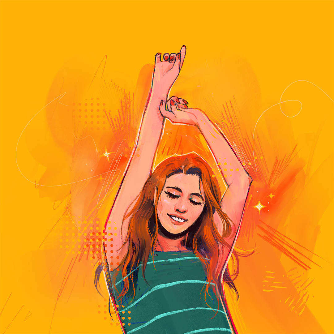 Illustration av en dansande kvinna av Frida Hagman