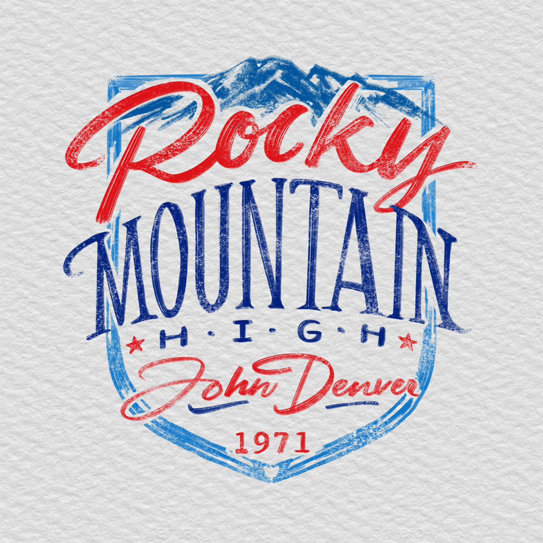 Illustration med handlettering av Frida Hagman: Rocky Mountain High