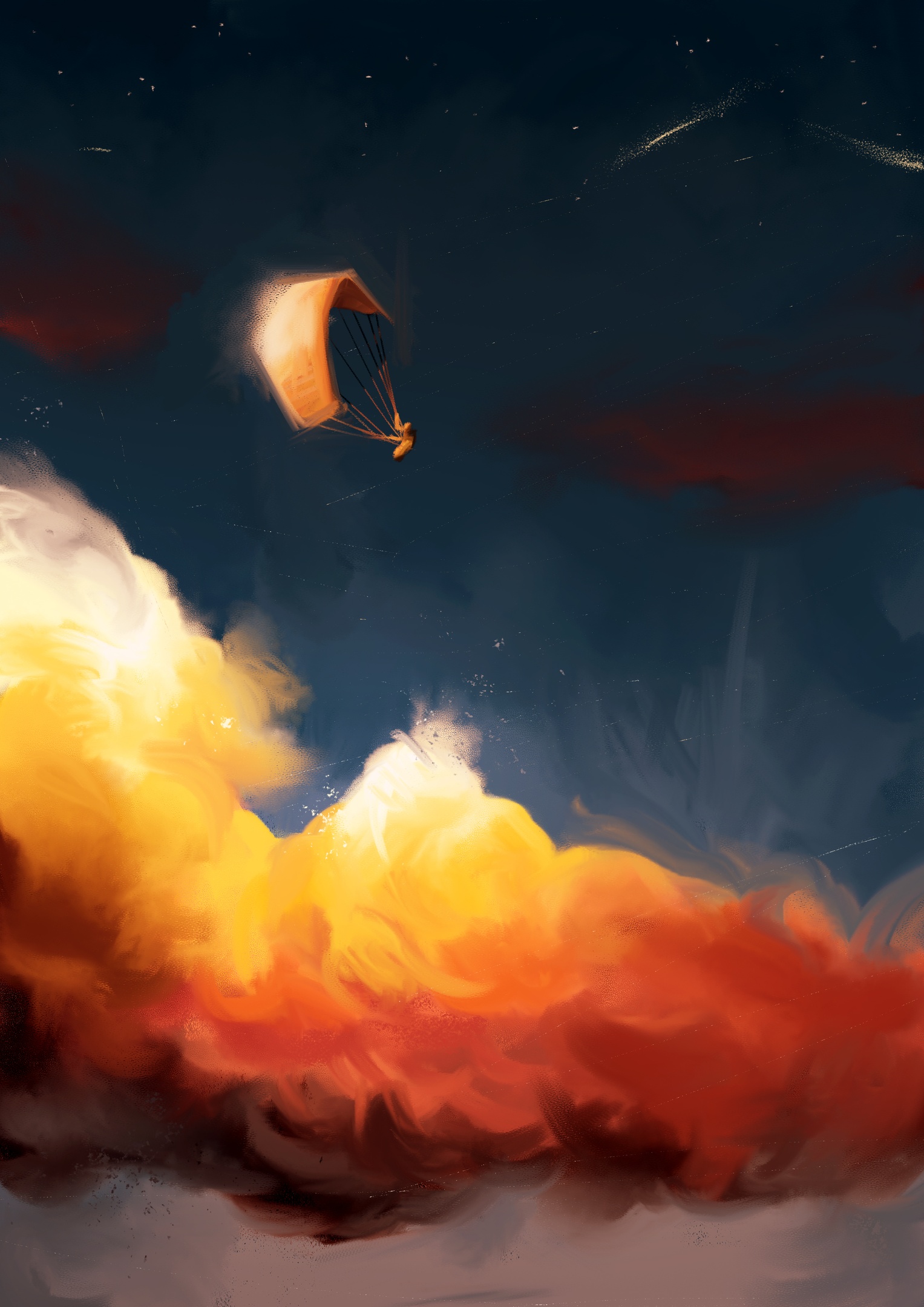 Illustration av ett moln och en paraglider av Frida Hagman